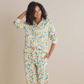 Printed Poplin Women's Button-Down Pajama Set - Spring Birds, M