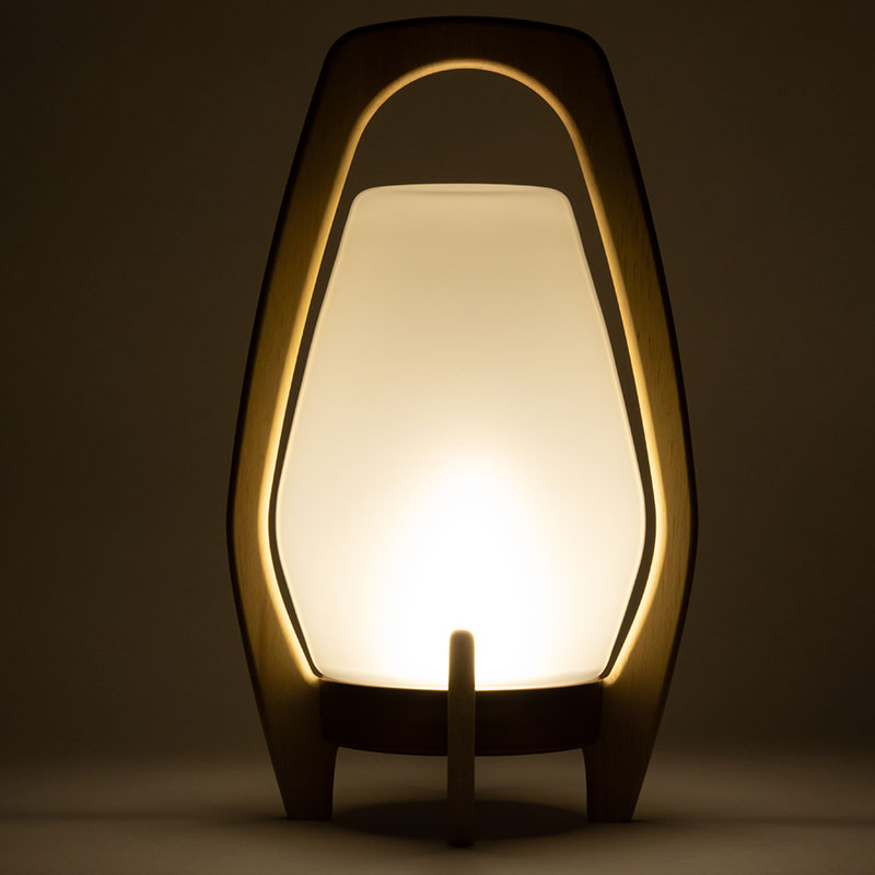 Rechargeable Wood & Handblown Glass LED Lantern