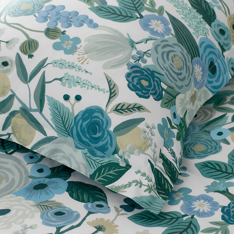 Garden Party Classic Cool Cotton Percale Duvet Cover - Teal, Full/Queen