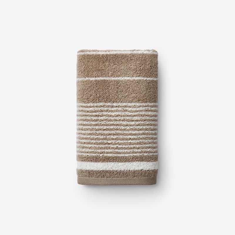 Plush Spa Stripe Hand Towel - Light Mocha