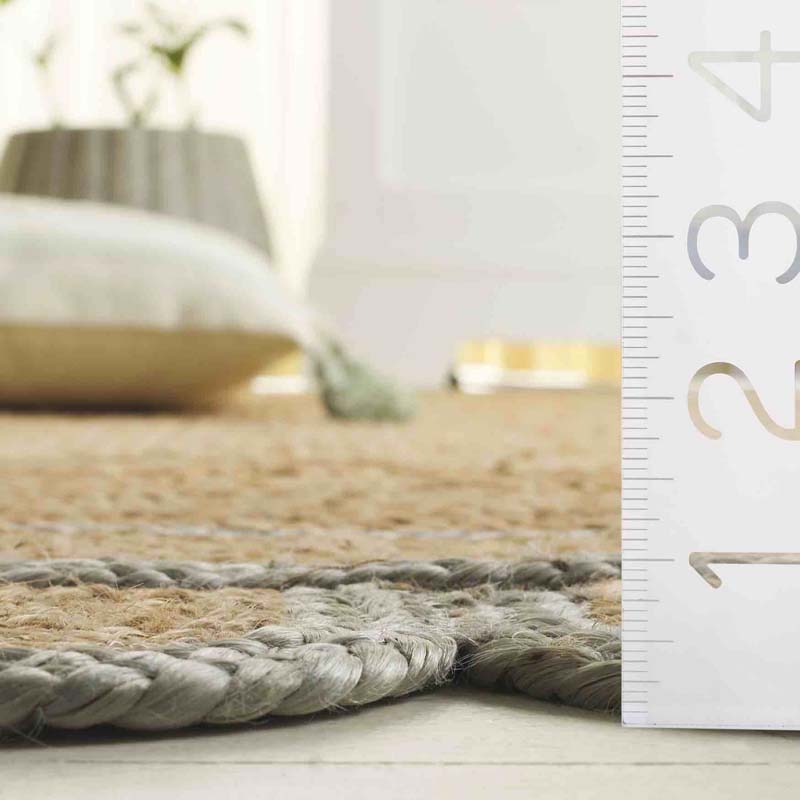 Scallop Border Handwoven Jute Rug - Light Blue, 5' x 8'