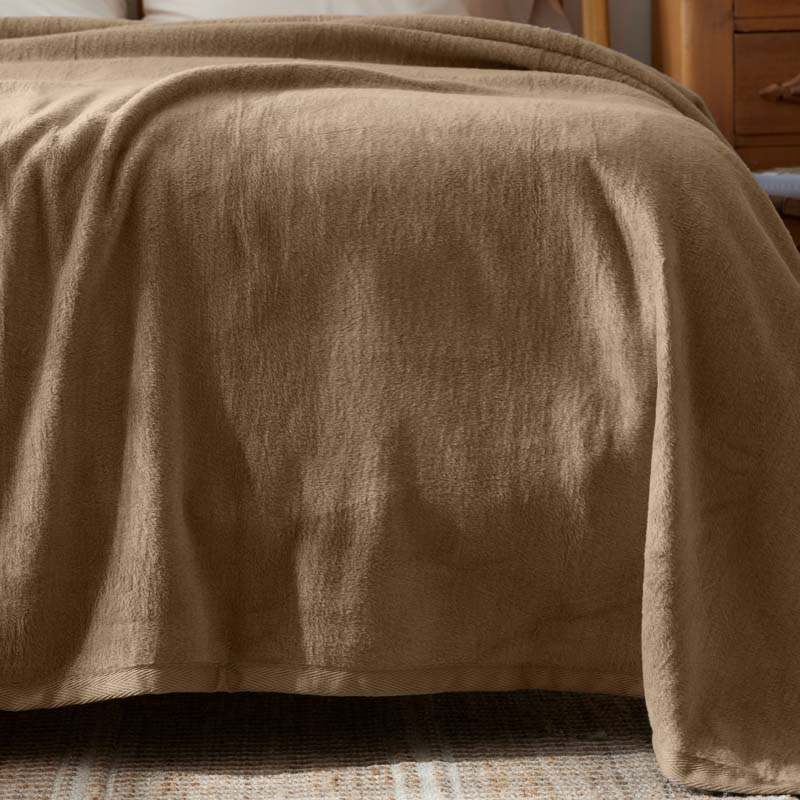 Cotton/Acrylic Fleece Blanket - Gold, Full/Queen