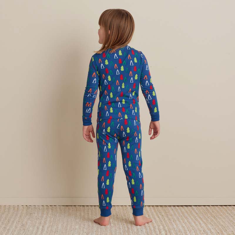 Family Printed Peruvian Cotton Kid's Pajama Set - Holiday Trees, 10
