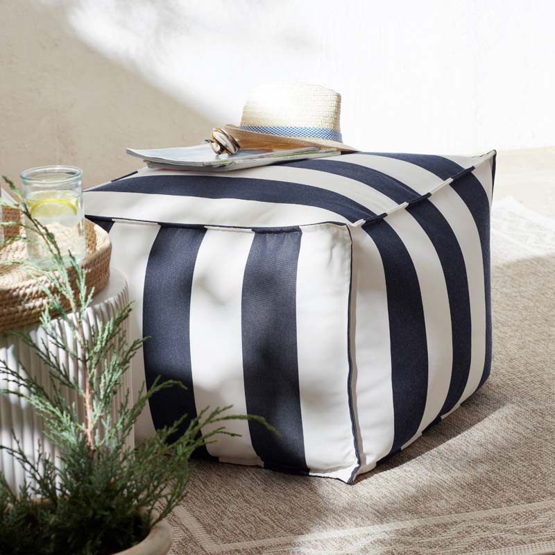Indoor/Outdoor Pouf - Cabana Midnight, Medium