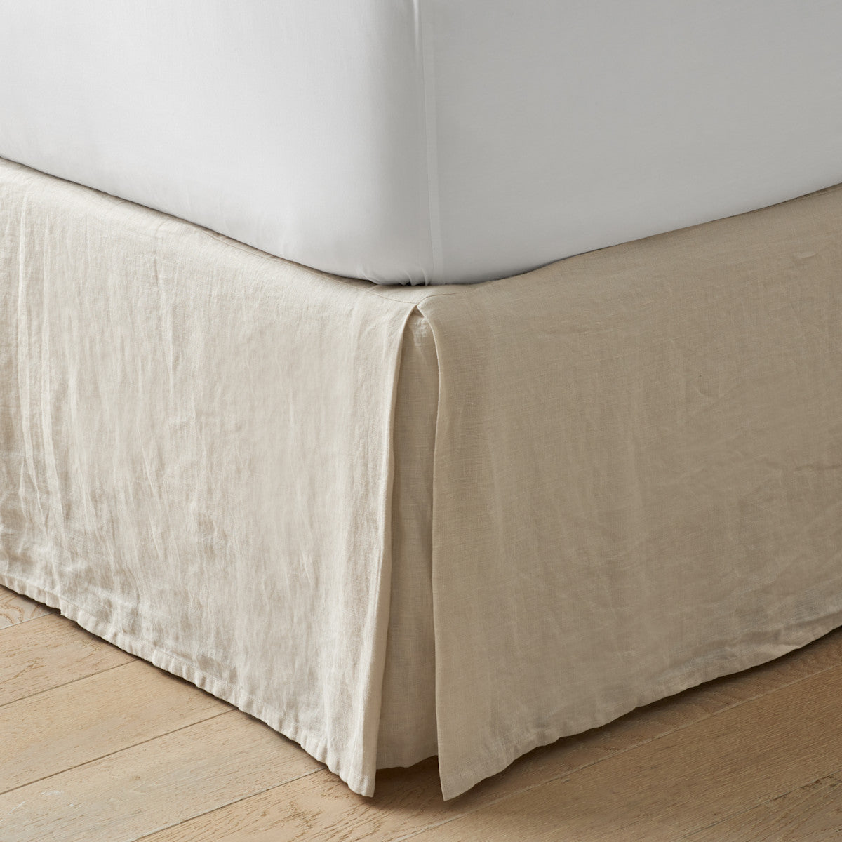 Premium Breathable Washed Linen Solid Bed Skirt - Parchment, King