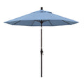 Round Outdoor Patio Umbrella, Fiberglass with Twist Tilt - Bronze Finish, Air Blue, 9'