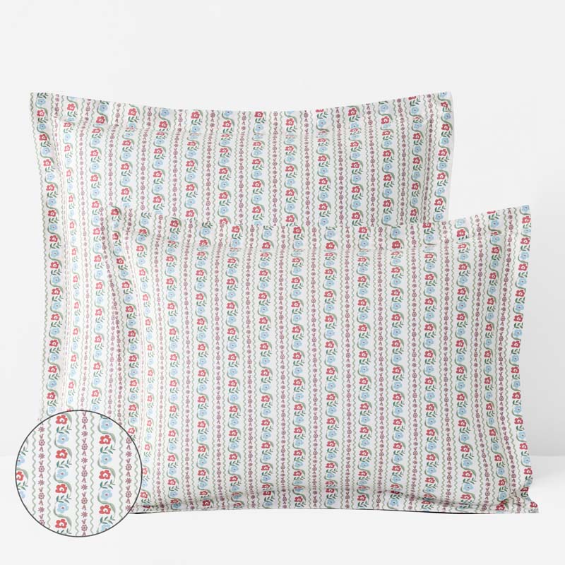 Delphine Classic Cool Cotton Percale Sham - Ivory Multi, Euro