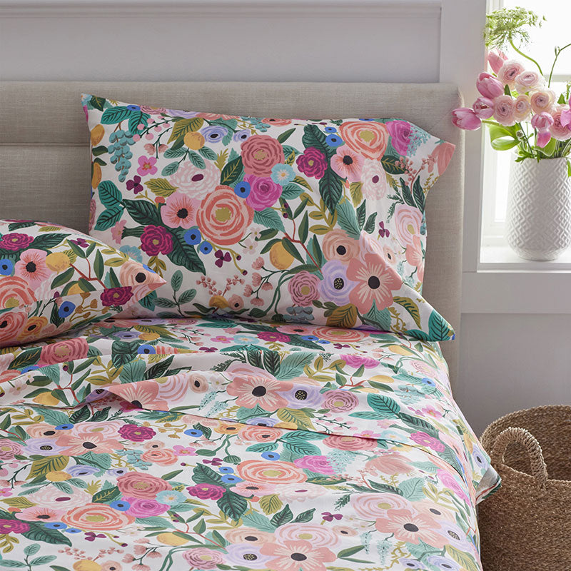 Garden Party Classic Cool Cotton Percale Flat Bed Sheet - Multi, Full