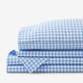 Gingham Classic Cool Organic Cotton Percale Bed Sheet Set - Light Blue, Twin