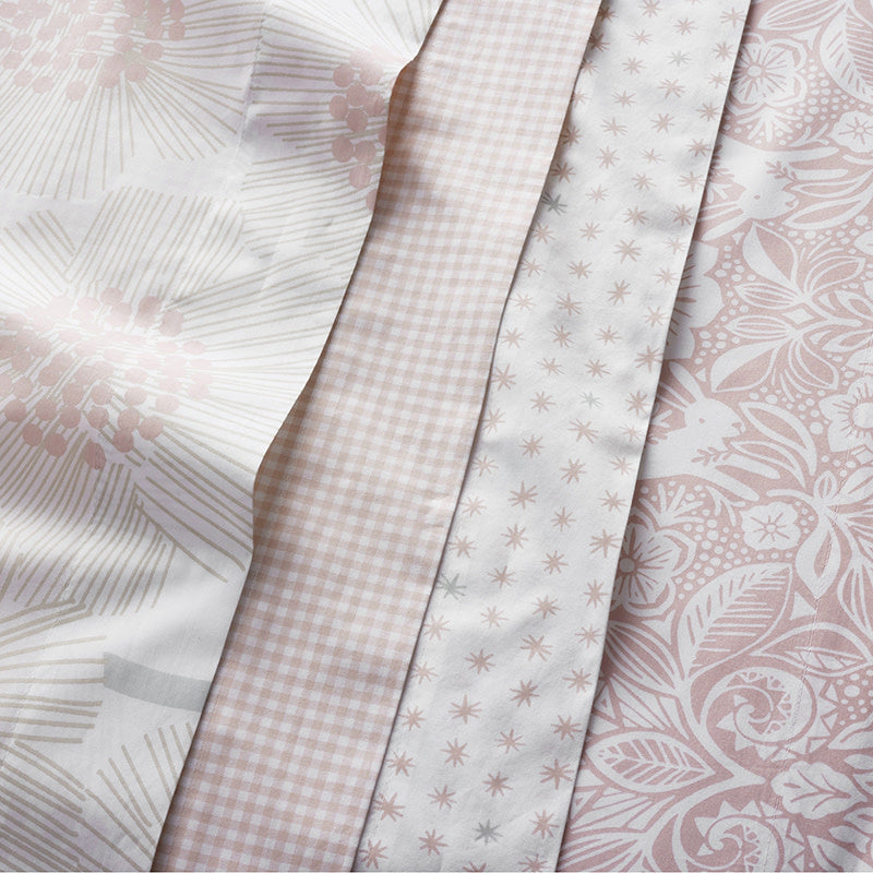 Ditsy Gingham Classic Cool Organic Cotton Percale Fitted Crib Sheet - Pink