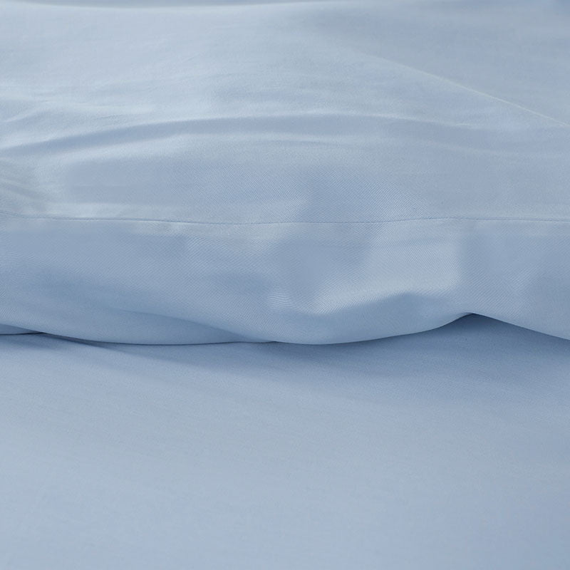 Classic Smooth Sateen Solid Flat Bed Sheet - Light Blue, Queen