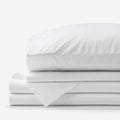 Solid Garment Washed Cotton Percale Bed Sheet Set - White, King