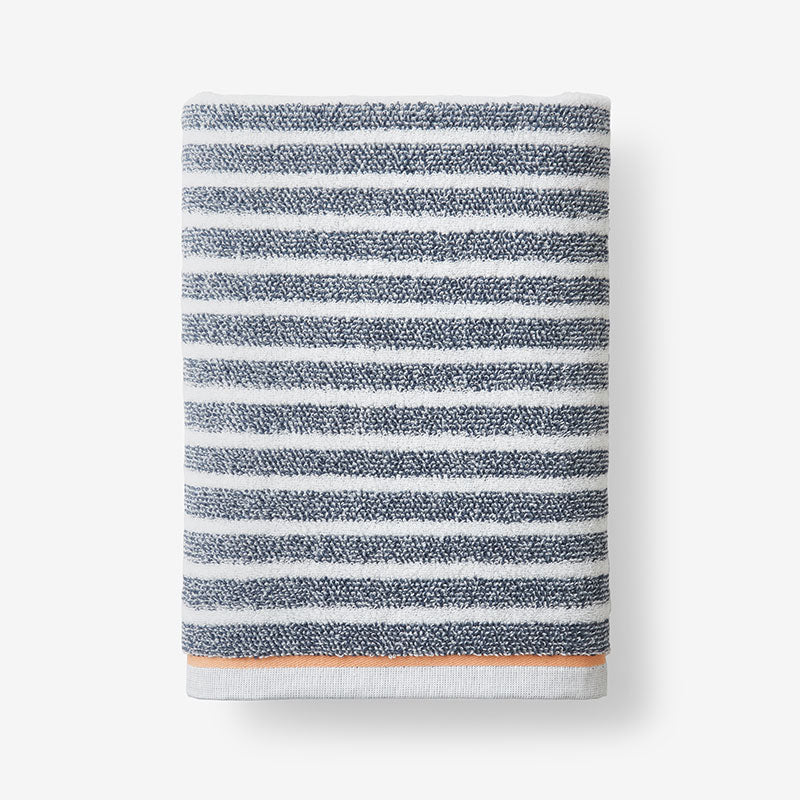 Mélange Stripe Reversible Cotton Bath Towel - Smoke Gray