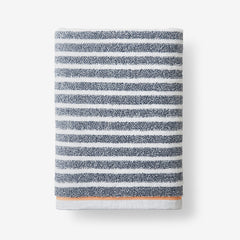 Mélange Stripe Reversible Cotton Bath Towel - Smoke Gray