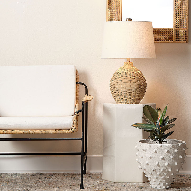 Ceramic Hexagon Side Table - White