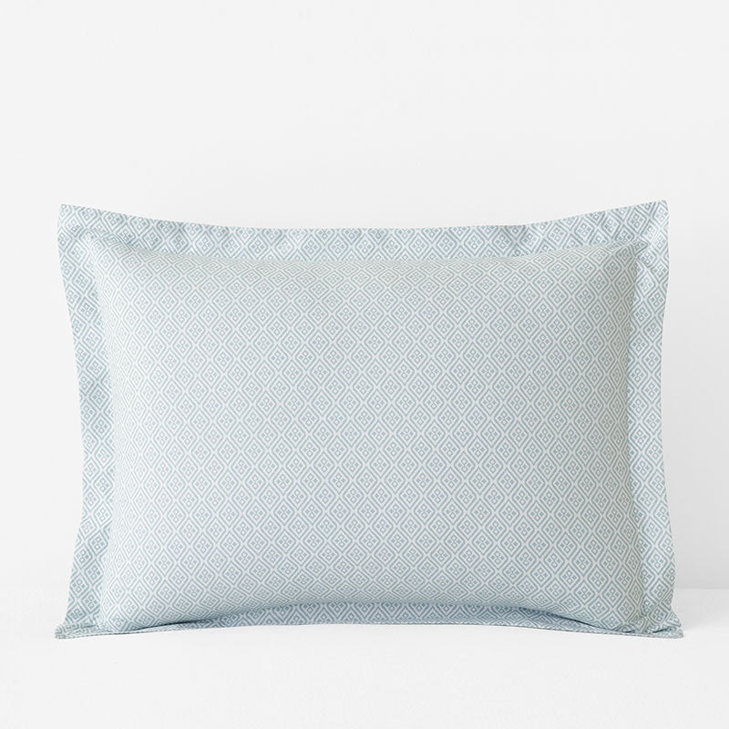 Clemencia Classic Cool Cotton Percale Sham - Geo Pale Blue, King