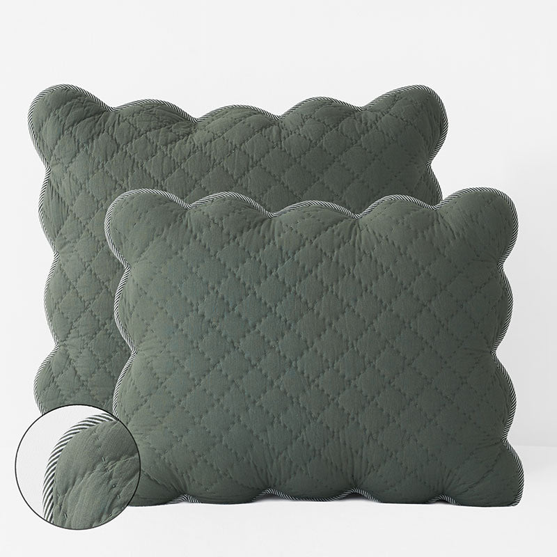 Scallop Quilted Sham - Forest Green, King