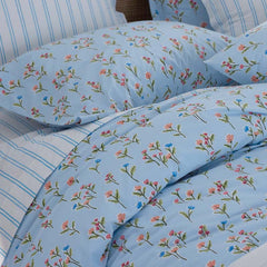 Blossoms and Stripes Classic Cool Cotton Percale Comforter - Garden Poppies, Twin/Twin XL