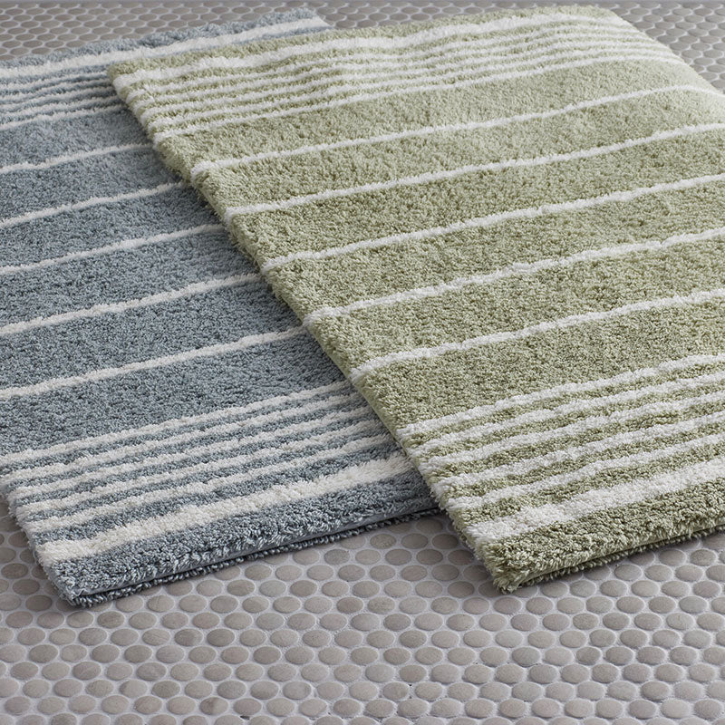 Plush Spa Stripe Bath Rug - Dark Willow, 17 in. x 24 in.