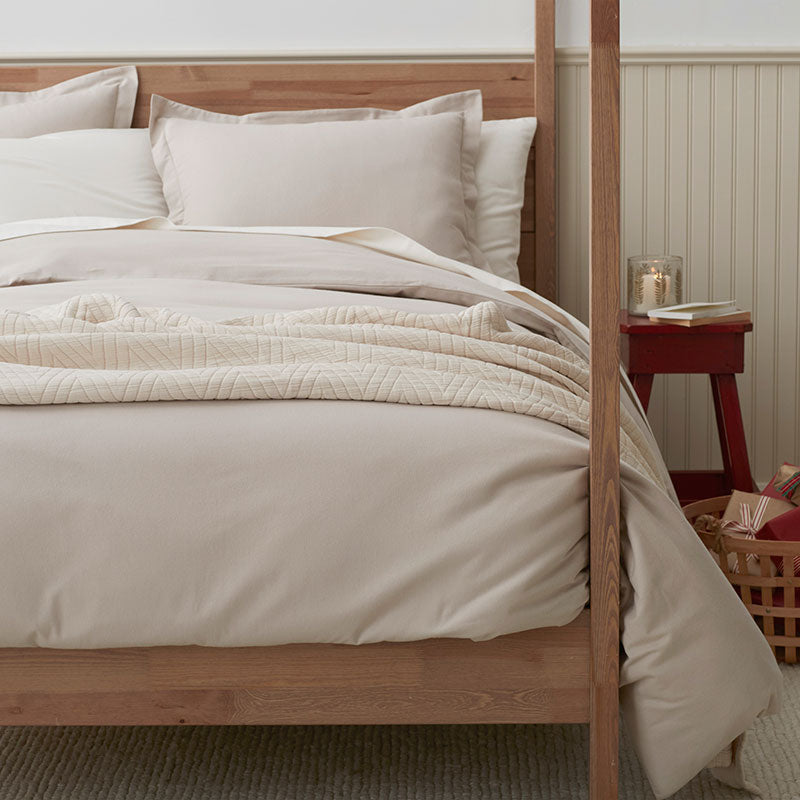 Classic Ultra-Cozy Cotton Velvet Flannel Solid Duvet Cover - Oatmeal, Full