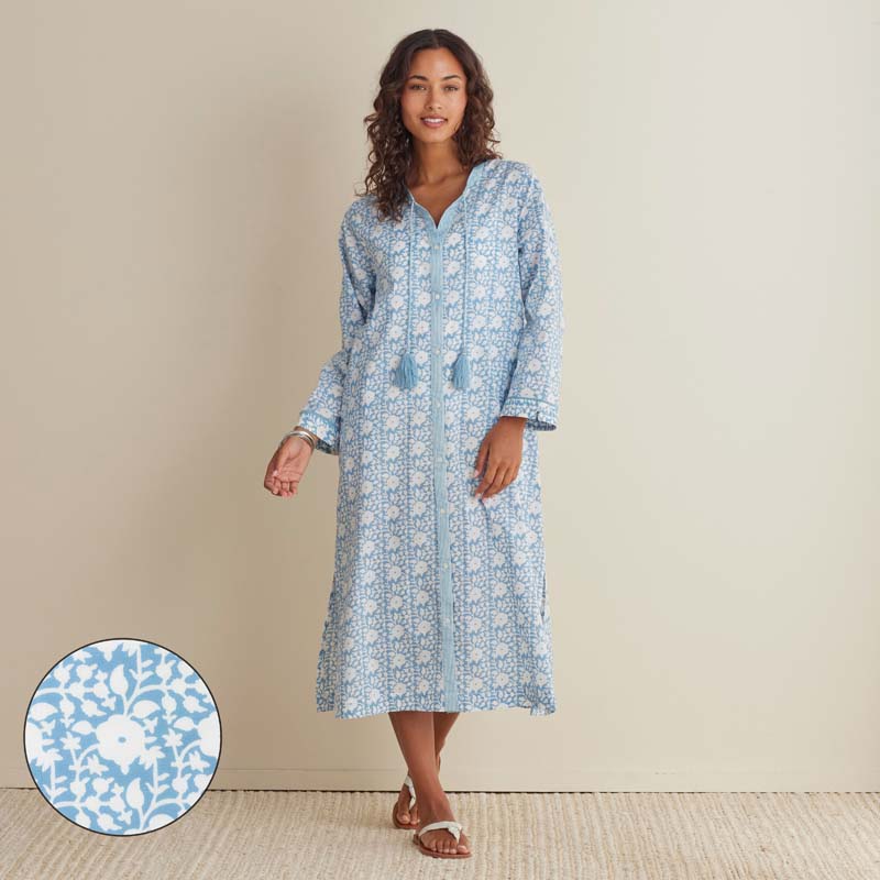 Printed Voile Women's Caftan - Floral Weave, S