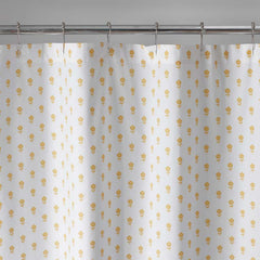 Mini-Prints Garment Washed Cotton Percale Shower Curtain - Flowers Yellow