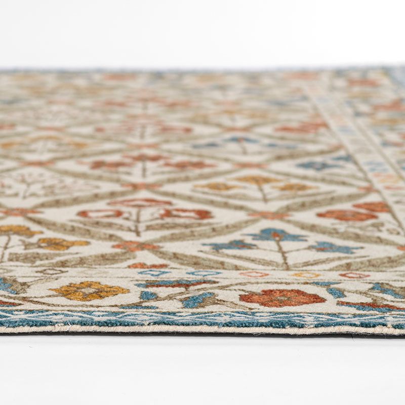 Floral Border Hand Tufted Wool Rug