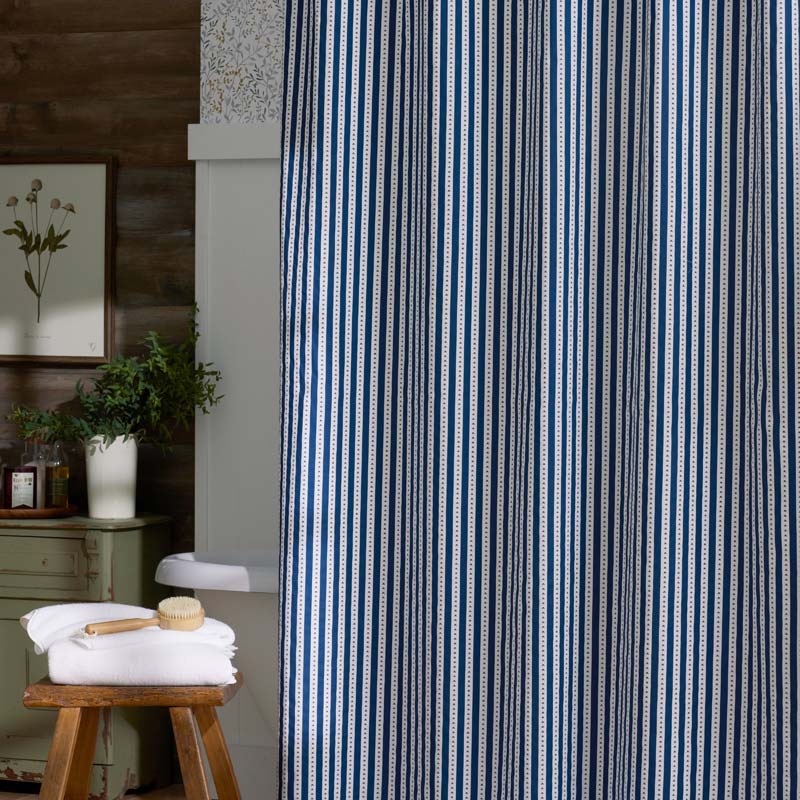 Mini-Prints Garment Washed Cotton Percale Shower Curtain - Milos