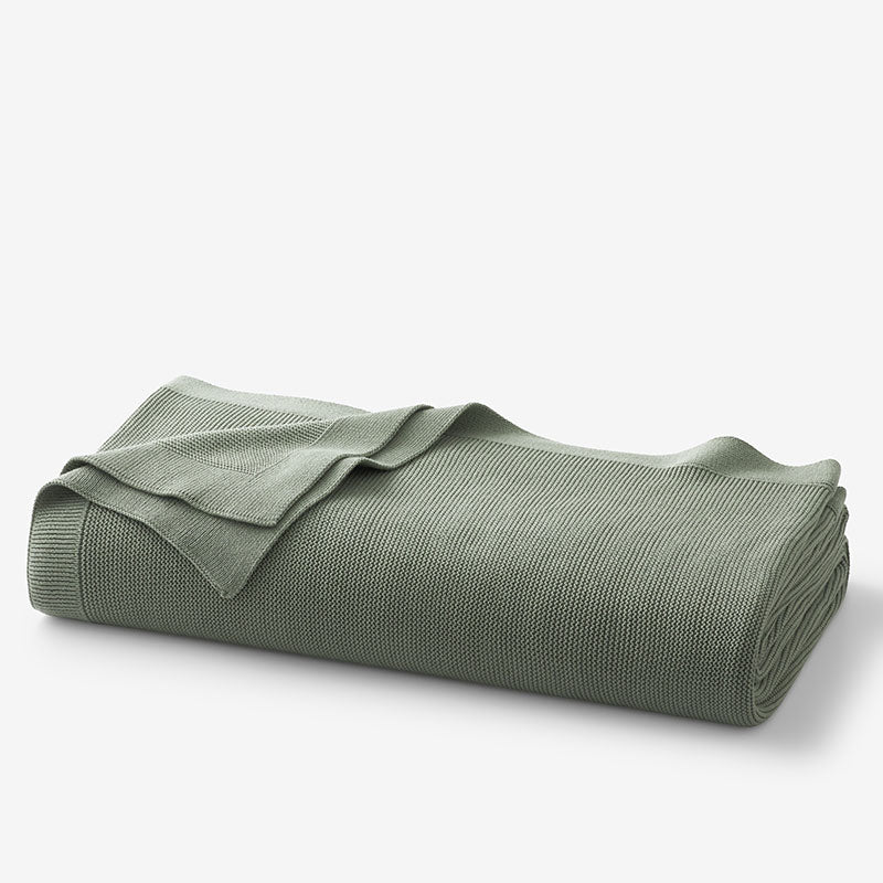 Classic All Season Breathable Cotton Knit Blanket - Green, King/Cal. King