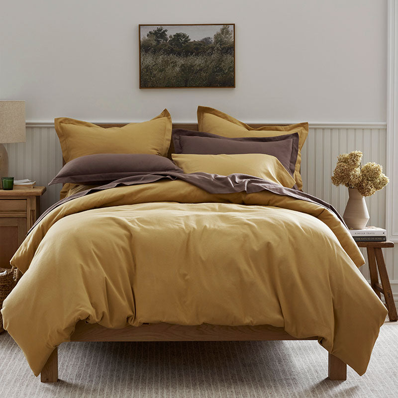 Classic Ultra-Cozy Cotton Velvet Flannel Fitted Bed Sheet - Amber, King
