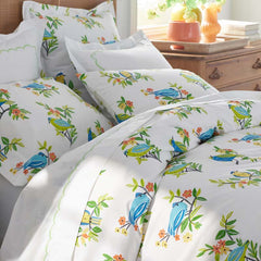 Summer Prints Classic Cool Cotton Percale Duvet Cover - Bird Days, Full/Queen