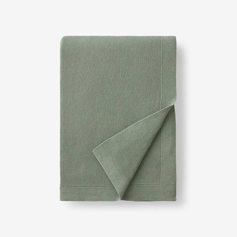 Classic All Season Breathable Cotton Knit Throw - Green