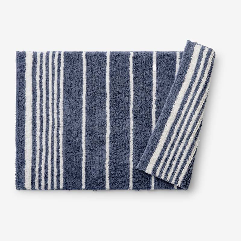 Plush Spa Stripe Bath Rug - Dark Indigo, 17 in. x 24 in.
