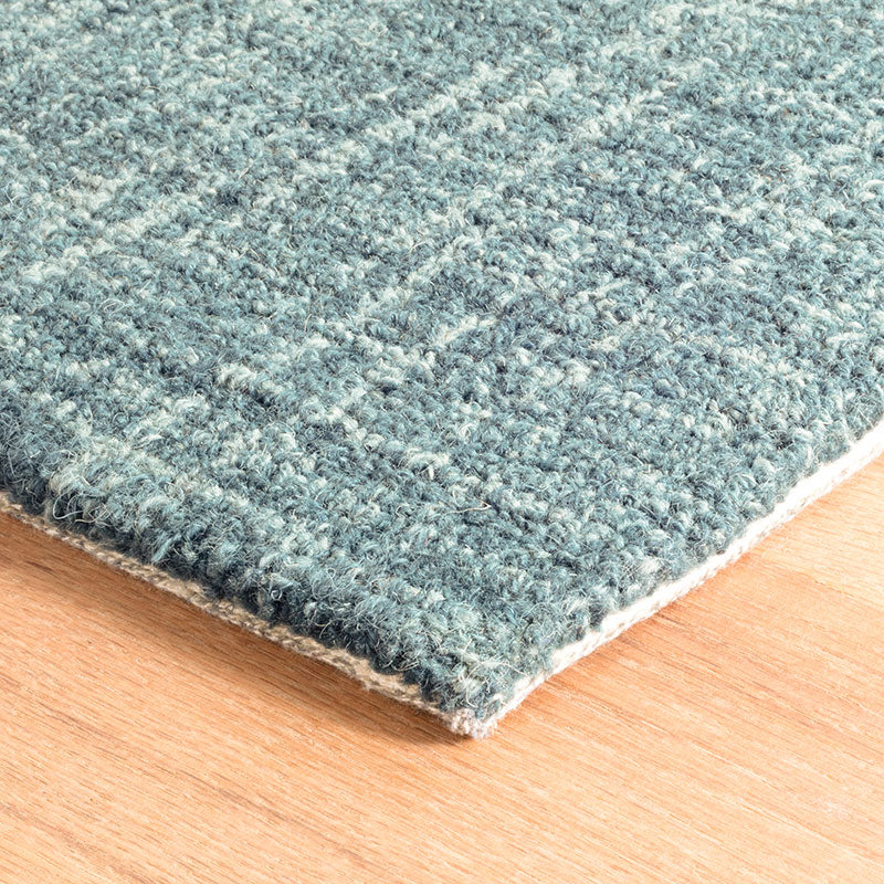 Crosshatch Hand Hooked Wool Rug -  Aegean Blue, 6' x 9'