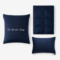 Premium Travel Pillow Throw Set - Navy