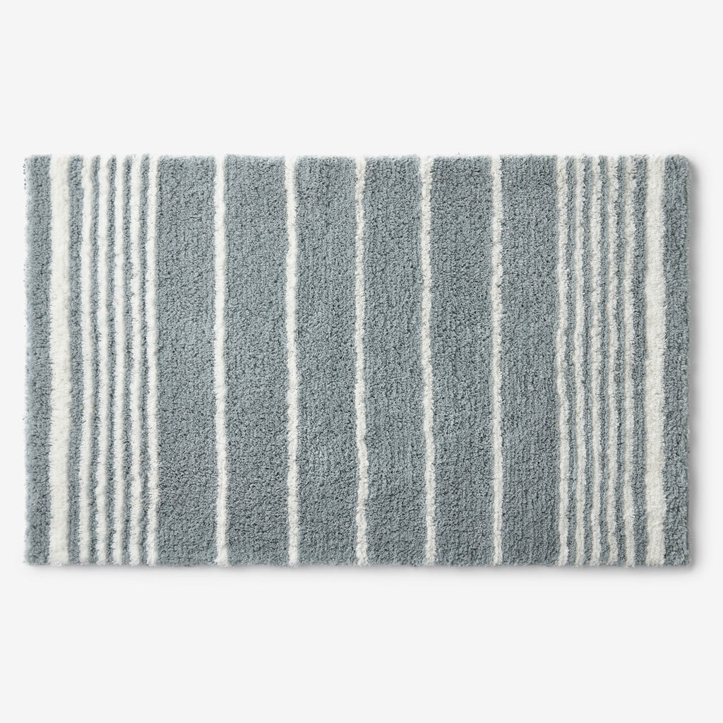 Plush Spa Stripe Bath Rug - Dark Seaspray, 17 in. x 24 in.