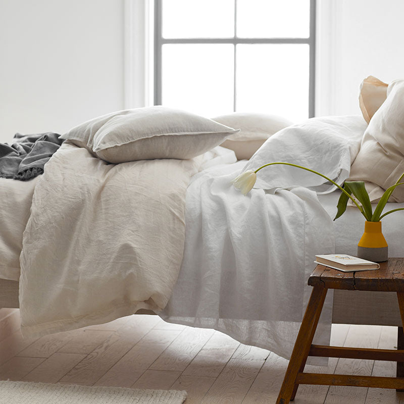 Premium Breathable Relaxed Linen Sham - White, Euro