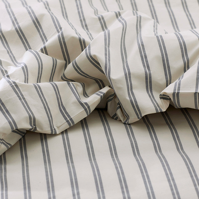 Tailored Stripes and Plaids Classic Cool Cotton Percale Bed Duvet Cover - Narrow Stripe Navy, Twin/Twin XL