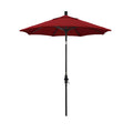 Round Outdoor Patio Umbrella, Fiberglass with Twist Tilt - Black Finish, Jockey Red, 7.5'