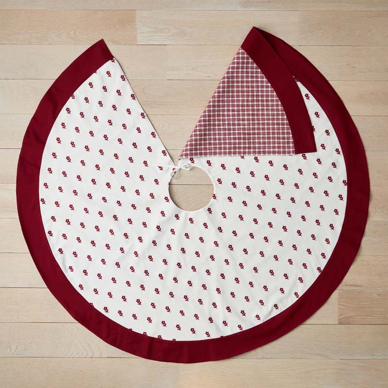 Flower Holiday Reversible Tree Skirt - Red, 50 in. x 50 in.