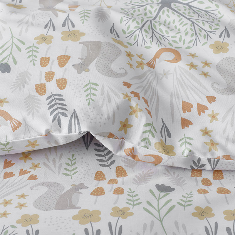 Forest Animals Classic Cool Organic Cotton Percale Duvet Cover Set - Ivory Multi, Twin/Twin XL