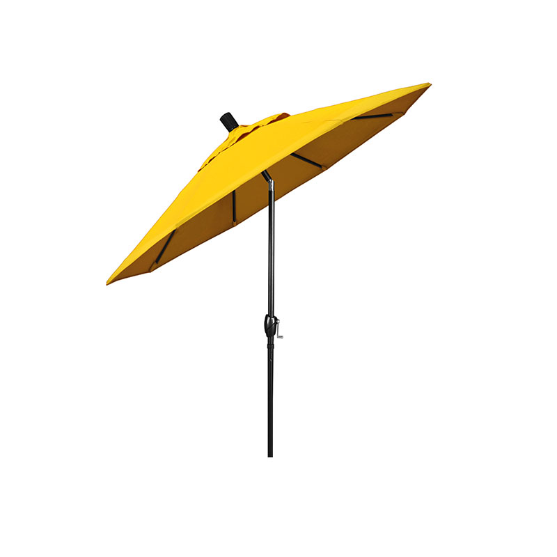 6' Round Outdoor Patio Umbrella, Aluminum with Push Button Tilt - Black Finish, Sunflower
