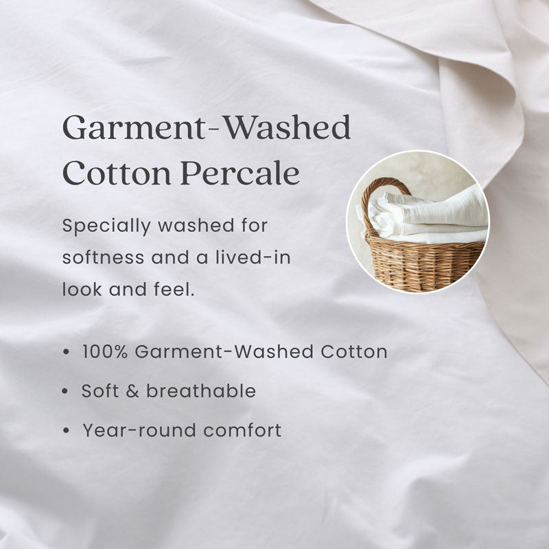 Solid Ruffle Garment Washed Cotton Percale Sham - Wheat, King