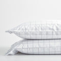 Tailored Stripes and Plaids Classic Cool Cotton Percale Pillowcase Set - Block Plaid Light Graphite, Standard
