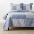 Stripe Block Yarn-Dyed Patchwork Quilt - Blue, Twin/Twin XL