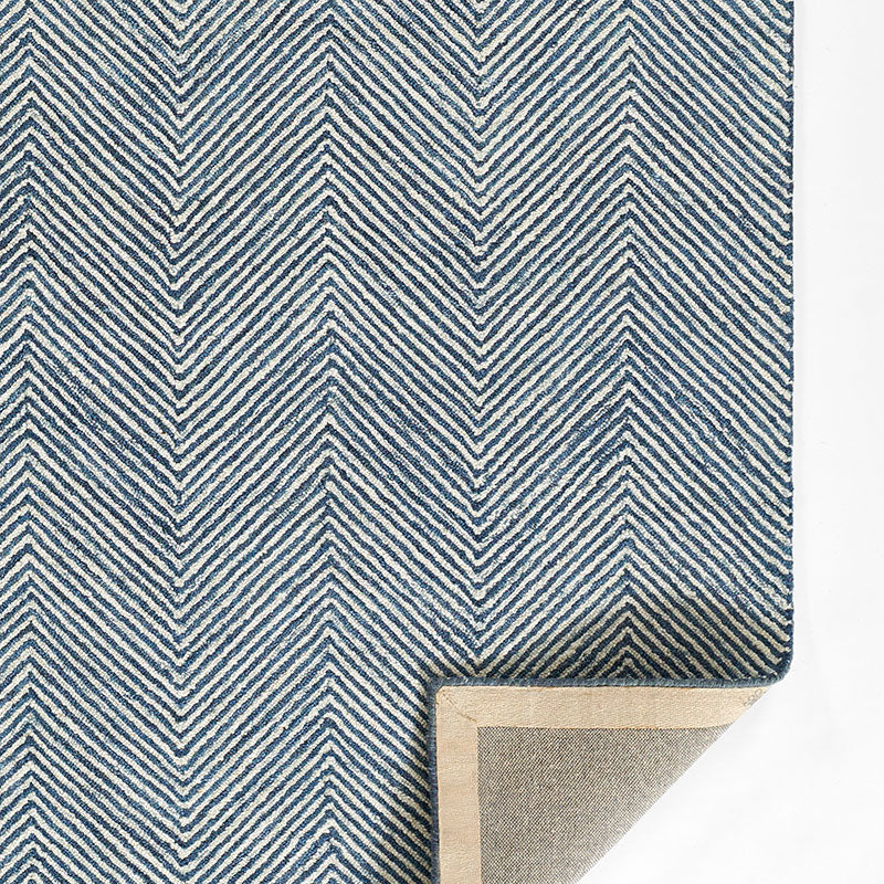 Herringbone Hand Tufted Wool Rug - Denim, 3' 6" x 5' 6"