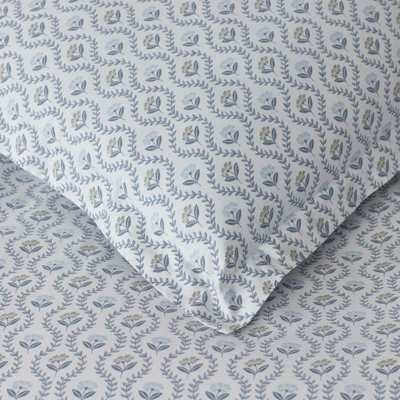 Tira Floral Classic Cool Cotton Percale Flat Bed Sheet - Flower Green, Full