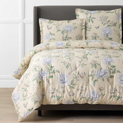 Peony Garden Premium Smooth Wrinkle-Free Sateen Comforter - Beige Tan, King/Cal. King
