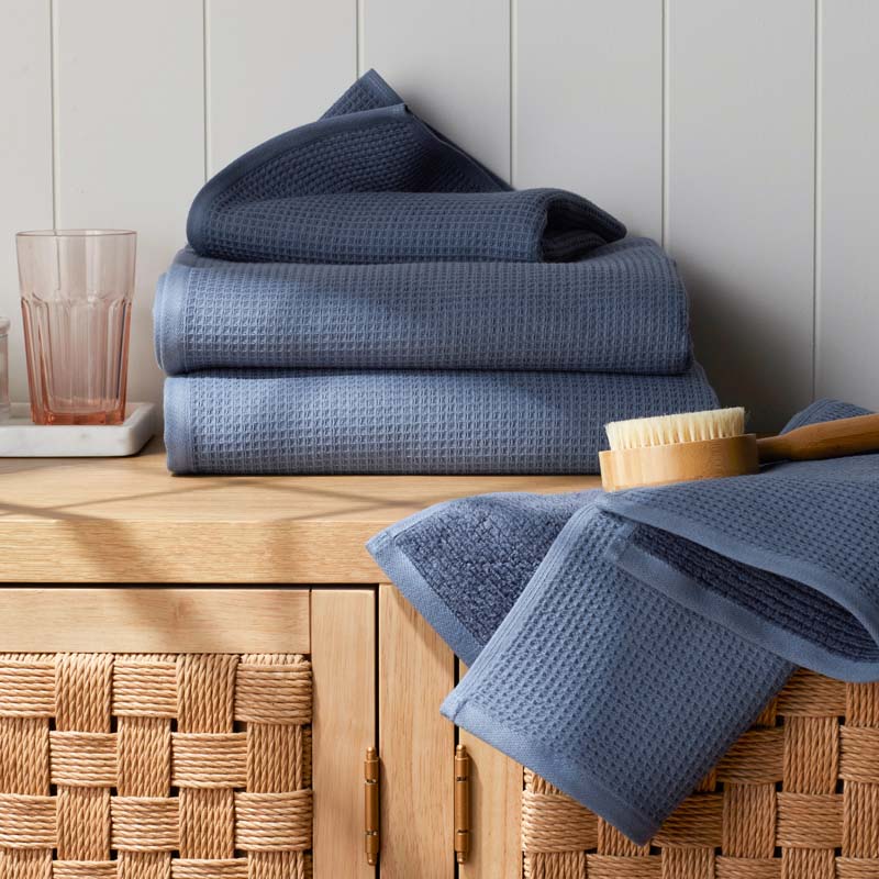 Waffle Hand Towel - Denim Blue