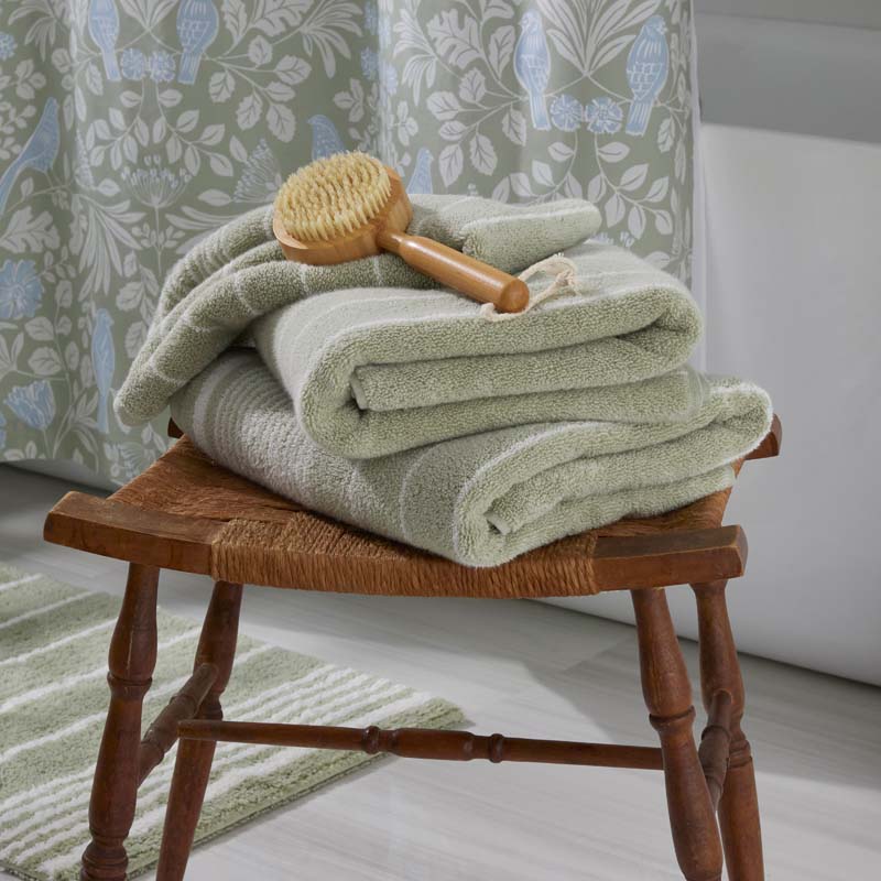 Plush Spa Stripe Washcloths, Set of 2 - Light Willow
